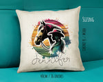 Personalised Horse Lover Cushion Gift Printed Name Design - Cushion Throw Pillow Gift For Boys Nursery Bedroom Birthday Gift G003