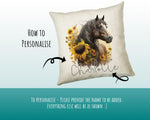 Personalised Horse Lover Cushion Gift Printed Name Design - Cushion Throw Pillow Gift For Boys Nursery Bedroom Birthday Gift G002