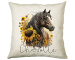 Personalised Horse Lover Cushion Gift Printed Name Design - Cushion Throw Pillow Gift For Boys Nursery Bedroom Birthday Gift G002
