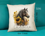 Personalised Horse Lover Cushion Gift Printed Name Design - Cushion Throw Pillow Gift For Boys Nursery Bedroom Birthday Gift G002