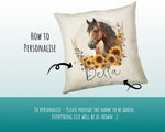 Personalised Horse Lover Cushion Gift Printed Name Design - Cushion Throw Pillow Gift For Boys Nursery Bedroom Birthday Gift G001