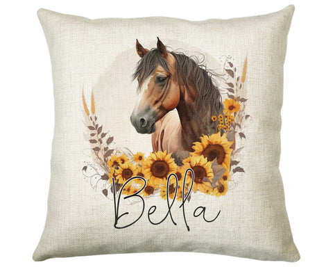 Personalised Horse Lover Cushion Gift Printed Name Design - Cushion Throw Pillow Gift For Boys Nursery Bedroom Birthday Gift G001