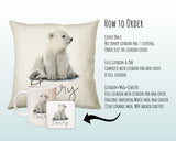 Personalised Polar Bear Cub Cushion Gift Printed Name Design - Cushion Throw Pillow Gift For Boys Nursery Bedroom Birthday Gift CS466