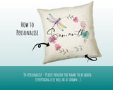 Personalised Dragonfly Cushion Magical Gift Printed Name Design - Pillow Gift For Sitting Room Bedroom Decor Birthday Christmas Gift CS487