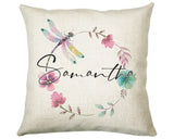 Personalised Dragonfly Cushion Magical Gift Printed Name Design - Pillow Gift For Sitting Room Bedroom Decor Birthday Christmas Gift CS487