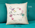 Personalised Dragonfly Cushion Magical Gift Printed Name Design - Pillow Gift For Sitting Room Bedroom Decor Birthday Christmas Gift CS487