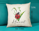 Personalised Ladybird Cushion Gift Insect Bug Lover Printed Name Design - Pillow Gift For Him/Her Present Decor Gift CS483