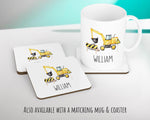 Personalised Digger Cushion Gift Boys Bedroom Printed Name Design - Pillow Gift For Girls Boys Nursery Decor Gift CS508