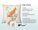 Personalised Fox Cushion Gift Printed Name Design - Cushion Throw Pillow Gift For Him/Her Sitting Room Bedroom Birthday Christmas Gift CS474