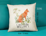 Personalised Fox Cushion Gift Printed Name Design - Cushion Throw Pillow Gift For Him/Her Sitting Room Bedroom Birthday Christmas Gift CS474