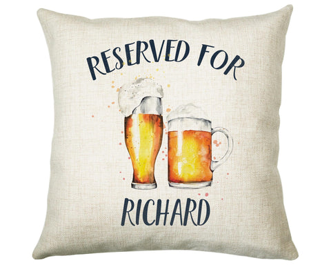 Personalised Beer Glass Reserved For Cushion Gift Printed Name Design Cushion Throw Pillow Gift For Him Her Christmas Gift CS340
