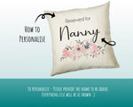 Personalised Reserved For Nanny Cushion Gift Printed Name Design - Cushion Throw Pillow Gift For Nan Grandma Granny Christmas Gift CS052