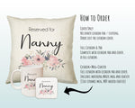 Personalised Reserved For Nanny Cushion Gift Printed Name Design - Cushion Throw Pillow Gift For Nan Grandma Granny Christmas Gift CS052