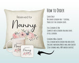 Personalised Reserved For Nanny Cushion Gift Printed Name Design - Cushion Throw Pillow Gift For Nan Grandma Granny Christmas Gift CS052