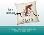 Personalised Cycling Cushion Gift Boys Girls Bedroom Printed Name Design - Birthday Pillow Gift Sport Competition Decor CS271