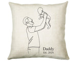 First Fathers Day Cushion Personalised Gift for Dad - Our 1st First Fathers Day Gift For Daddy - Dad and Baby Gift from Newborn SMC001