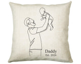 First Fathers Day Cushion Personalised Gift for Dad - Our 1st First Fathers Day Gift For Daddy - Dad and Baby Gift from Newborn SMC001