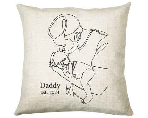 First Fathers Day Cushion Personalised Gift for Dad - Our 1st First Fathers Day Gift For Daddy - Dad and Baby Gift from Newborn SMC002
