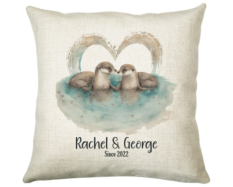 Personalised Valentines Day Otters Cushion Gift - Otterly In Love Cushion Throw Pillow Gift For Him Her Boyfriend Girlfriend Gift CS518