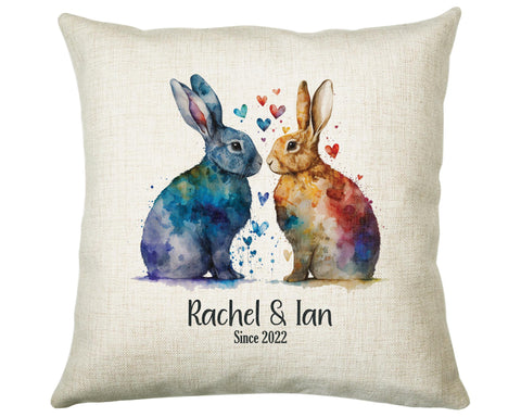 Personalised Valentines Day Bunny Rabbits Cushion Gift - Colourful Cushion Throw Pillow Gift For Him Her Boyfriend Girlfriend Gift CS520