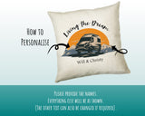 Personalised Caravan Camping Lovers Cushion Gift Mountains Sunset Design For Caravan Motorhome Owners Enthusiasts CS197