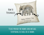 Personalised Elephant Mothers Day Mum Cushion Gift - Safari Theme Throw Pillow From Kids Son Daughter Girl Boy Mummy Mother CS128