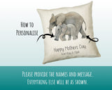 Personalised Elephant Mothers Day Mum Cushion Gift - Safari Theme Throw Pillow From Kids Son Daughter Girl Boy Mummy Mother CS128