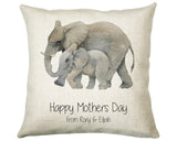 Personalised Elephant Mothers Day Mum Cushion Gift - Safari Theme Throw Pillow From Kids Son Daughter Girl Boy Mummy Mother CS128