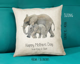 Personalised Elephant Mothers Day Mum Cushion Gift - Safari Theme Throw Pillow From Kids Son Daughter Girl Boy Mummy Mother CS128