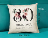 Personalised 80th Birthday Cushion Gift Printed Name Design - Cushion Throw Pillow Gift For Mum Nan Grandma Birthday Gift Idea CS003