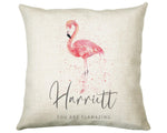 Personalised Pink Flamingo Cushion Gift Printed Name Design - Cushion Throw Pillow Gift For Mum Dad Friend Bedroom Birthday Christmas CS422