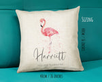 Personalised Pink Flamingo Cushion Gift Printed Name Design - Cushion Throw Pillow Gift For Mum Dad Friend Bedroom Birthday Christmas CS422