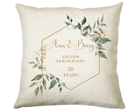 Personalised 50 Year Anniversary Cotton Gift Cushion Custom Design Gift Valentines Present - Wedding Cushion Pillow Gift CS419