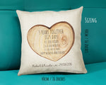 Personalised 5th Wooden Anniversary Cotton Gift Cushion 5 Years Custom Design Gift Valentines Present - Wedding Cushion Pillow Gift CS385