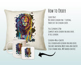 Personalised Lion Cushion Gift Printed Name Watercolour Design Cushion Throw Pillow Gift For Mum Dad Friend Bedroom Birthday Christmas CS372