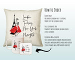 Personalised Fashion Cushion Custom Design Gift - London Paris New York - Fashion Lover Eiffel Tower Pillow Gift CS317