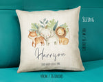 Personalised Baby Animal Cushion New Baby Gift Printed Name Design - Pillow Gift For Girls Boys Safari Nursery Bedroom Decor CS290