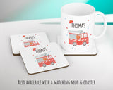 Personalised Fire Engine Cushion Gift Boys Bedroom Printed Name Design - Pillow Gift For Girls Boys Nursery Decor Birthday Gift CS278