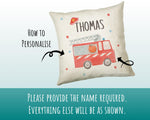 Personalised Fire Engine Cushion Gift Boys Bedroom Printed Name Design - Pillow Gift For Girls Boys Nursery Decor Birthday Gift CS278