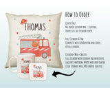 Personalised Fire Engine Cushion Gift Boys Bedroom Printed Name Design - Pillow Gift For Girls Boys Nursery Decor Birthday Gift CS278