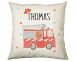 Personalised Fire Engine Cushion Gift Boys Bedroom Printed Name Design - Pillow Gift For Girls Boys Nursery Decor Birthday Gift CS278