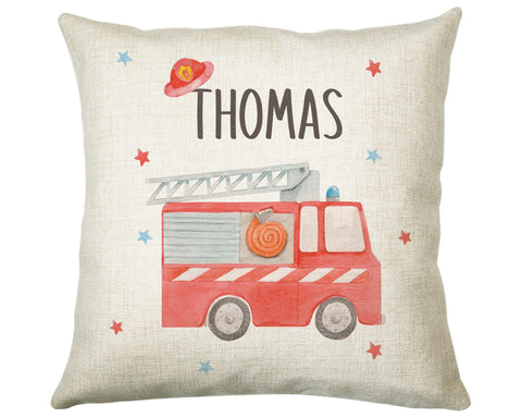 Personalised Fire Engine Cushion Gift Boys Bedroom Printed Name Design - Pillow Gift For Girls Boys Nursery Decor Birthday Gift CS278