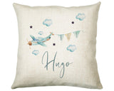 Personalised Plane Baby Boy Cushion New Baby Gift Printed Name Design - Pillow Gift For Girls Boys Nursery Bedroom Decor Gift CS261