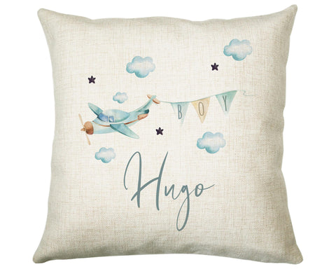 Personalised Plane Baby Boy Cushion New Baby Gift Printed Name Design - Pillow Gift For Girls Boys Nursery Bedroom Decor Gift CS261