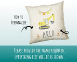 Personalised Digger Cushion Gift Boys Bedroom Printed Name Design - Pillow Gift For Girls Boys Nursery Decor Gift CS260