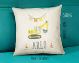 Personalised Digger Cushion Gift Boys Bedroom Printed Name Design - Pillow Gift For Girls Boys Nursery Decor Gift CS260