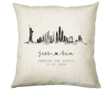 Personalised New York City Watercolour Anniversary Cushion Custom Design Gift Valentines Present - Wedding Cushion Pillow Gift CS259