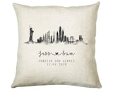 Personalised New York City Watercolour Anniversary Cushion Custom Design Gift Valentines Present - Wedding Cushion Pillow Gift CS259