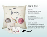 Personalised Space Planet Cushion Gift Printed Name Design - Pillow Gift For Girls Boys Nursery Bedroom Decor Gift CS248
