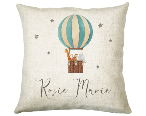 Personalised Baby Cushion New Baby Gift Hot Air Balloon Printed Name Design - Pillow Gift For Girls Boys Nursery Bedroom Decor Gift CS245
